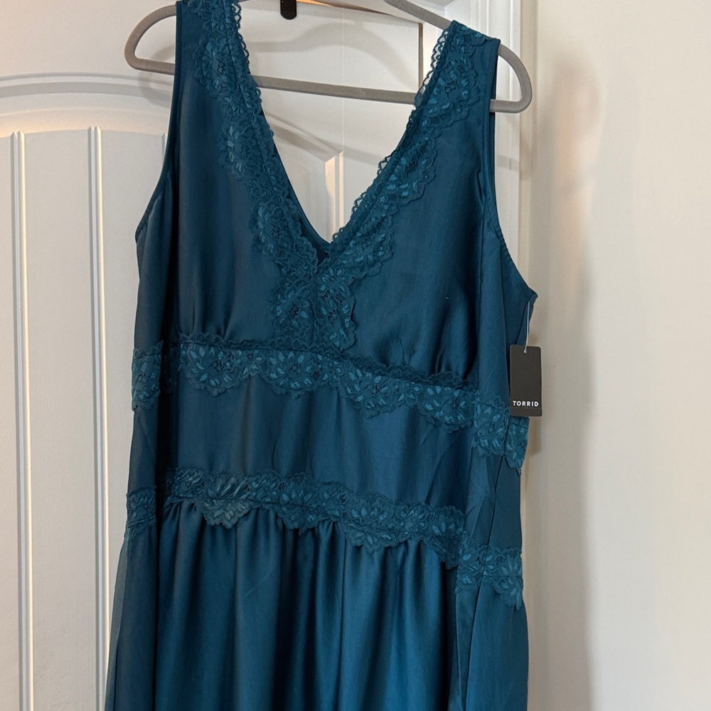 torrid Teal Lace-Trim V-Neck Chemise